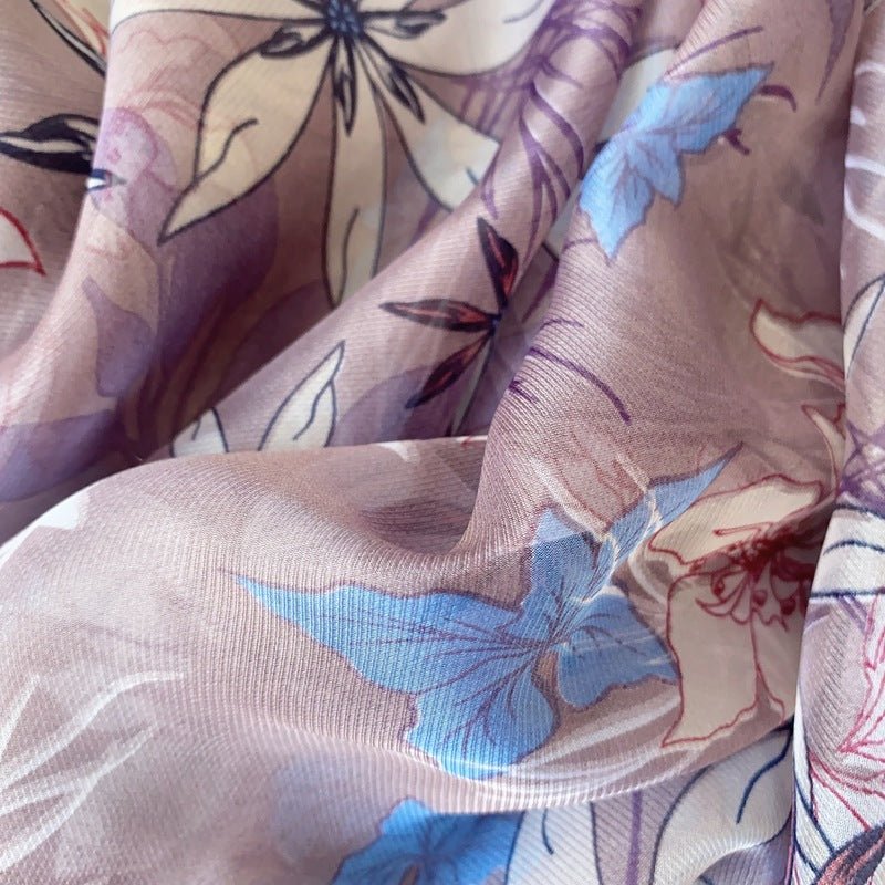 CrossKulture - GaleGrace Long Chiffon Scarf Purple fabric detailing view