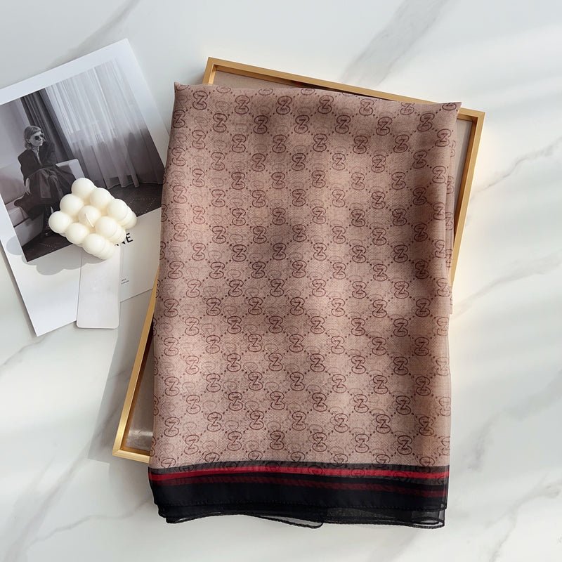 CrossKulture - VelvetWinds Long Chiffon Scarf Brown folded view