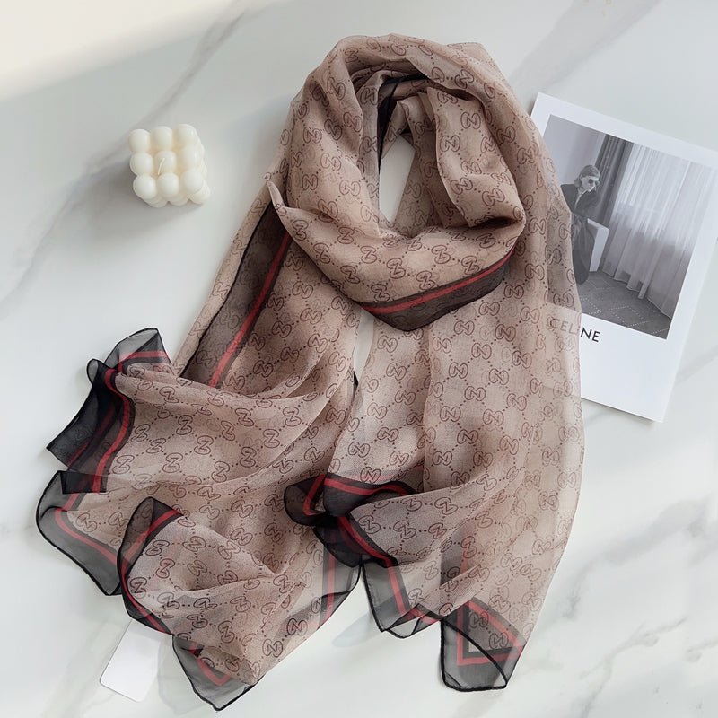 CrossKulture - VelvetWinds Long Chiffon Scarf Brown round style view