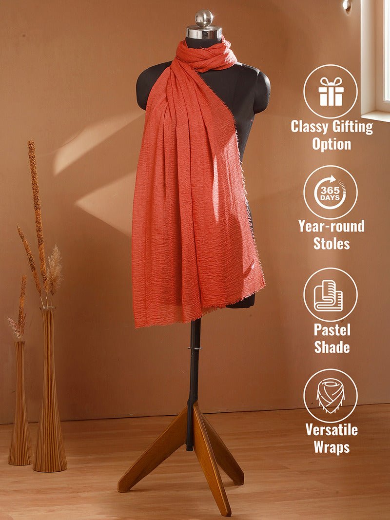 CrossKulture - RustTint Rust Crinkled Cotton Scarf infographic image
