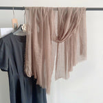 CrossKulture - BrownBread Brown Crinkled Cotton Scarf hanging on a handle view