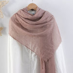 CrossKulture - BrownBread Brown Crinkled Cotton Scarf styled on a hanger view
