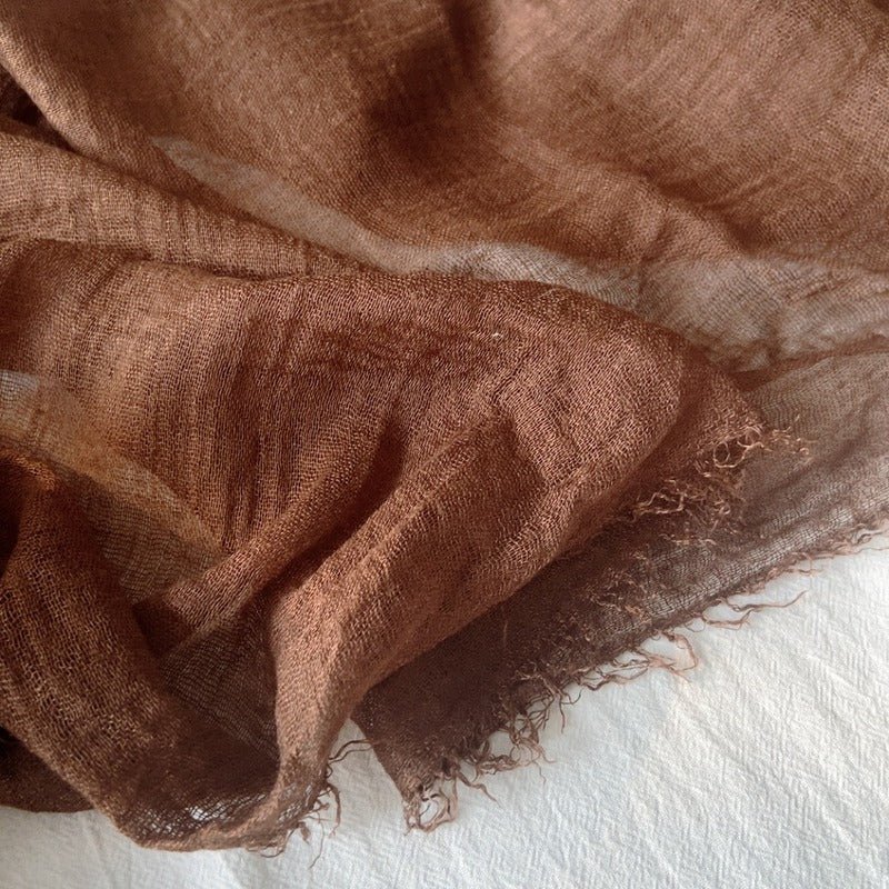 CrossKulture - CoffeeBeans Coffee Crinkled Cotton Scarf fabric detailing view