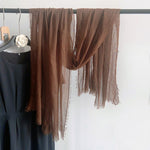CrossKulture - CoffeeBeans Coffee Crinkled Cotton Scarf hanging on a handle view