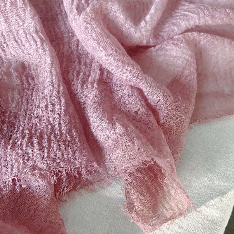 CrossKulture - ChampagneSip Soft Pink Crinkled Cotton Scarf fabric detailing view