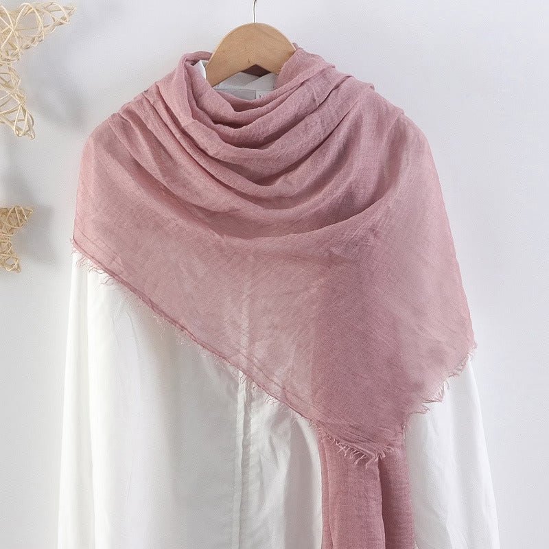 CrossKulture - ChampagneSip Soft Pink Crinkled Cotton Scarf styled on a hanger view
