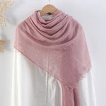 CrossKulture - ChampagneSip Soft Pink Crinkled Cotton Scarf styled on a hanger view
