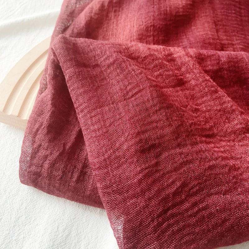 CrossKulture - WineCase Wine Crinkled Cotton Scarf fabric detailing view