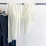 CrossKulture - WhiteLight White Crinkled Cotton Scarf hanging on a handle view