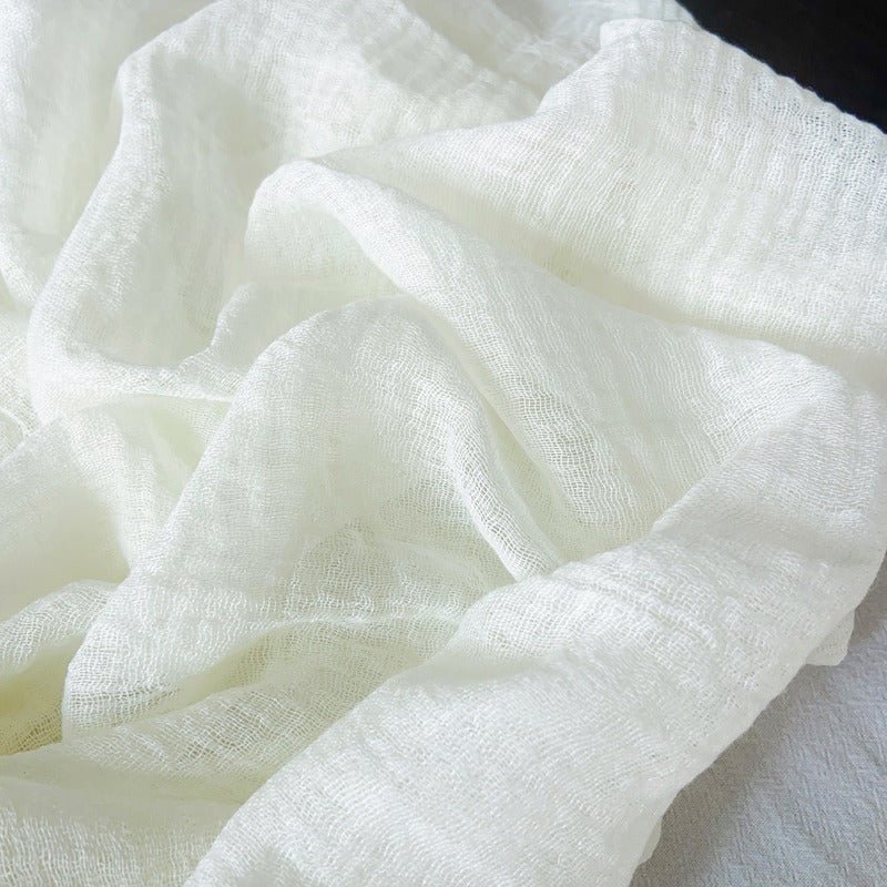 CrossKulture - WhiteLight White Crinkled Cotton Scarf fabric detailing view