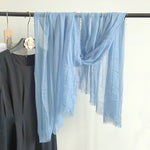 CrossKulture - BlueSky Light Blue Crinkled Cotton Scarf hanging on handle view