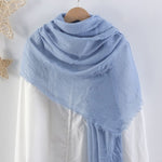 CrossKulture - BlueSky Light Blue Crinkled Cotton Scarf style on a hanger view
