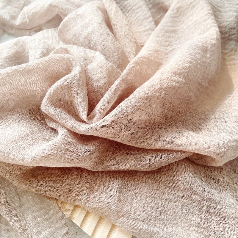 CrossKulture - FawnHue Light Brown Crinkled Cotton Scarf fabric detailing view