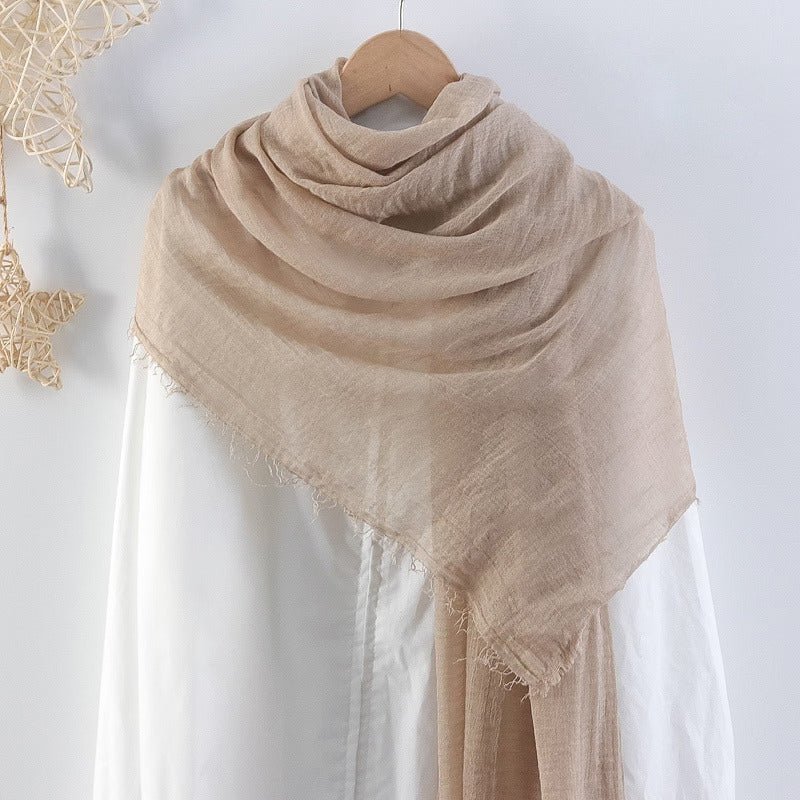 CrossKulture - FawnHue Light Brown Crinkled Cotton Scarf hanger view
