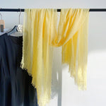 CrossKulture - YellowFever Yellow Crinkled Cotton Scarf hanging on handle view