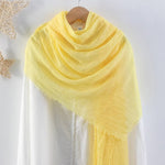CrossKulture - YellowFever Yellow Crinkled Cotton Scarf styled on hanger view