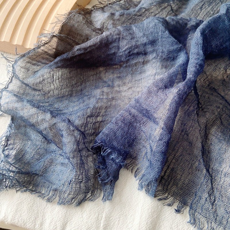 CrossKulture - GreyMood Grey Crinkled Cotton Scarf fabric detailing view
