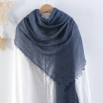 CrossKulture - GreyMood Grey Crinkled Cotton Scarf styled on a hanger view