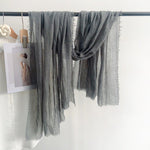 CrossKulture - CharcoalGrill Slate Crinkled Cotton Scarf hanging on handle view