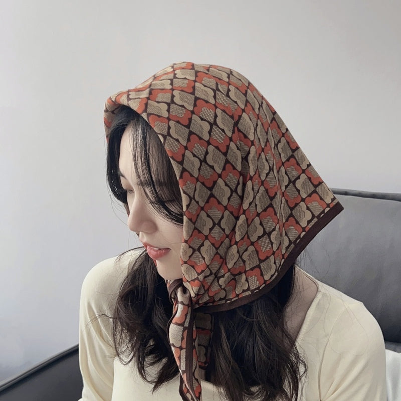 WovenHarmony Herringbone Weave Small Square Scarf