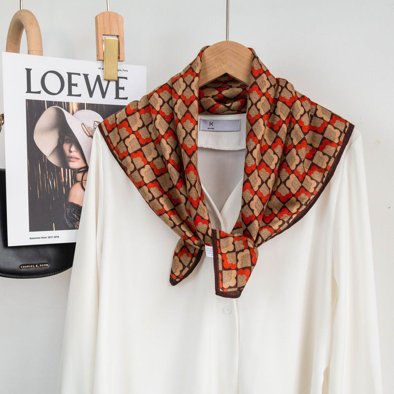 WovenHarmony Herringbone Weave Small Square Scarf