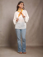 CrossKulture -WovenGrace Herringbone Weave Small Square Scarf model front view