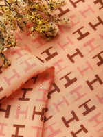 CrossKulture -WovenLetters Herringbone Weave Small Square Scarf fabric detailing view
