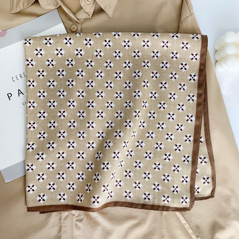 WovenElegance Herringbone Weave Small Square Scarf