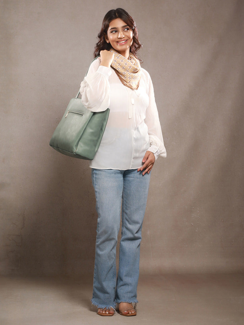 WovenElegance Herringbone Weave Small Square Scarf