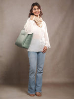 CrossKulture - WovenElegance Herringbone Weave Small Square Scarf front model view