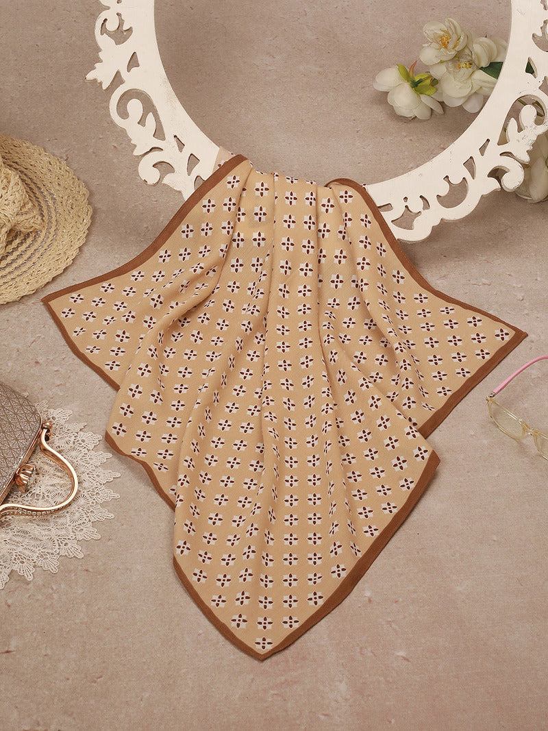 WovenElegance Herringbone Weave Small Square Scarf