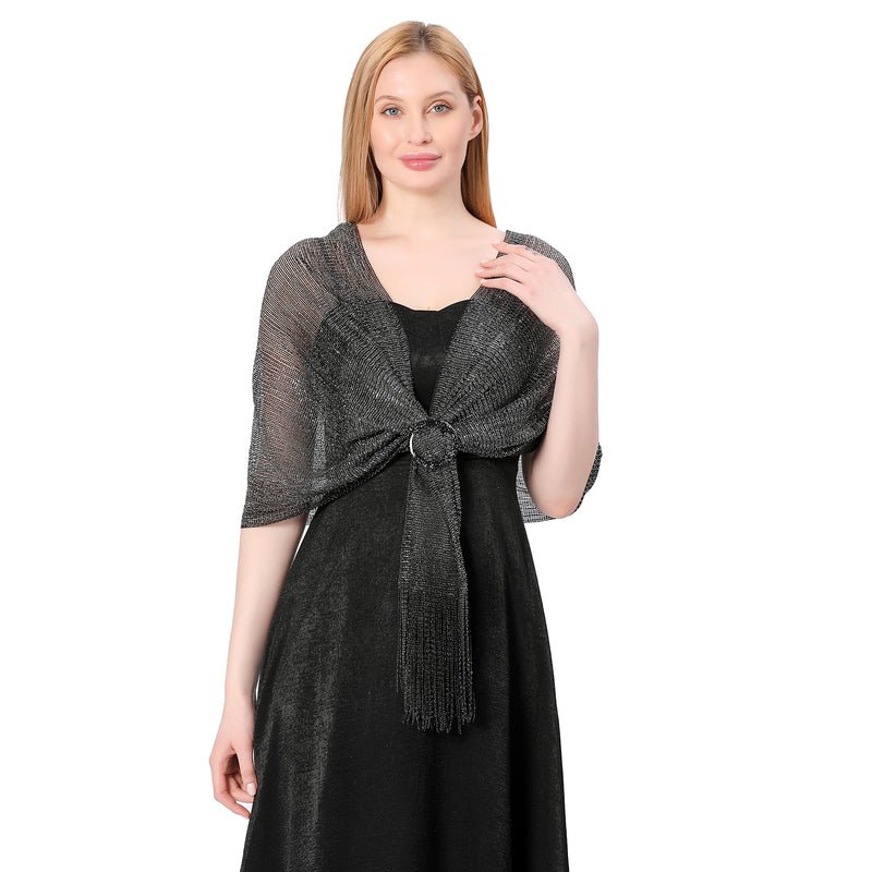 CrossKulture - SilverShadow shimmer stole front model view