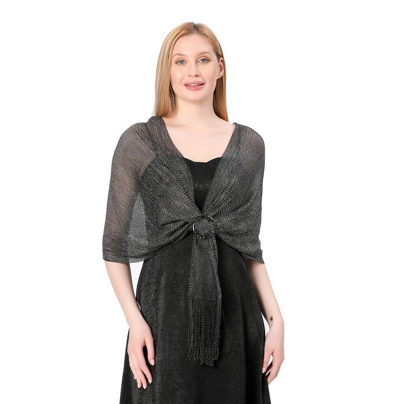 CrossKulture - SilverShadow shimmer stole front model view