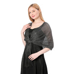 CrossKulture - SilverShadow shimmer stole side model view