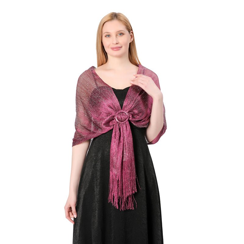 CrossKulture - BlushRadiance shimmer stole front model view