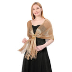 CrossKulture - GlitteringGold shimmer stole front model view
