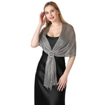 CrossKulture - SilverMist shimmer stole front model view