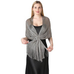 CrossKulture - SilverMist shimmer stole front model view