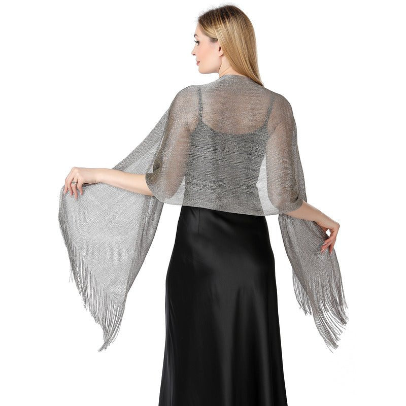CrossKulture - SilverMist shimmer stole back model view