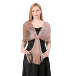 CrossKulture - ChampagneGlam shimmer stole front model view