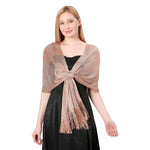 CrossKulture - ChampagneGlam shimmer stole front model view