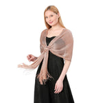 CrossKulture - ChampagneGlam shimmer stole side model view