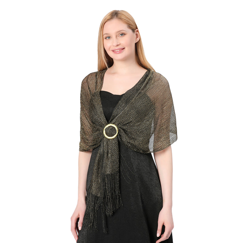 CrossKulture - NightfallLuxe shimmer stole front model view