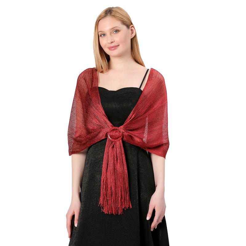 CrossKulture - AmberBlaze shimmer stole front model view