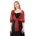 CrossKulture - AmberBlaze shimmer stole front model view