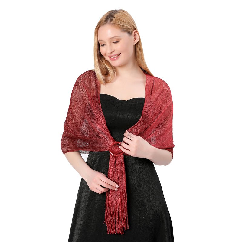 CrossKulture - AmberBlaze shimmer stole front model view