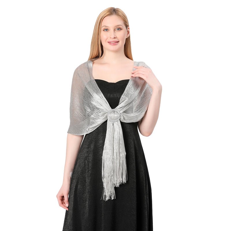 CrossKulture - PlatinumDust shimmer stole front model view