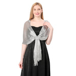 CrossKulture - PlatinumDust shimmer stole front model view