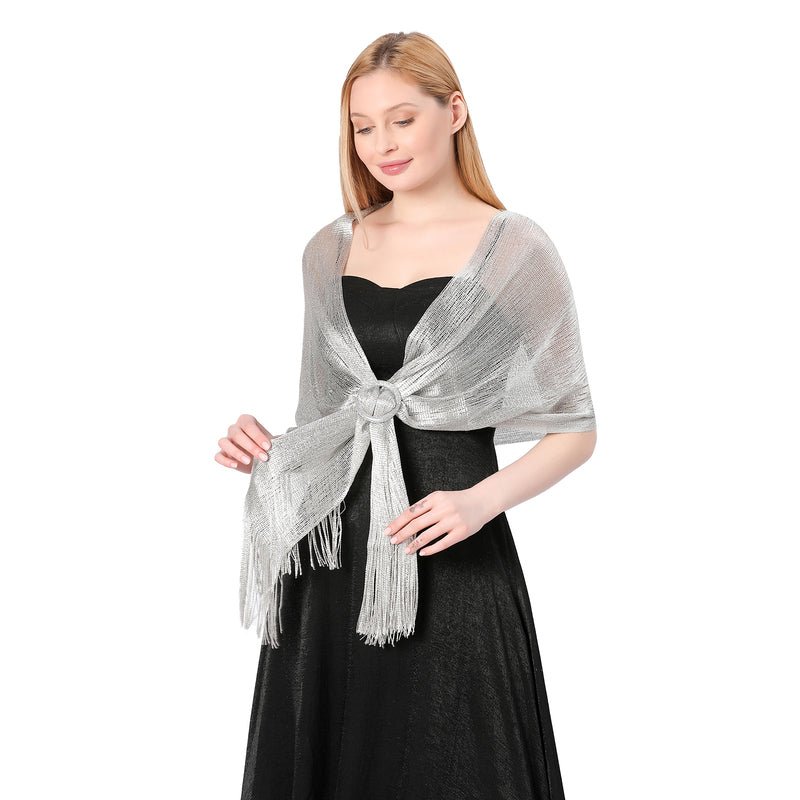 CrossKulture - PlatinumDust shimmer stole front model view