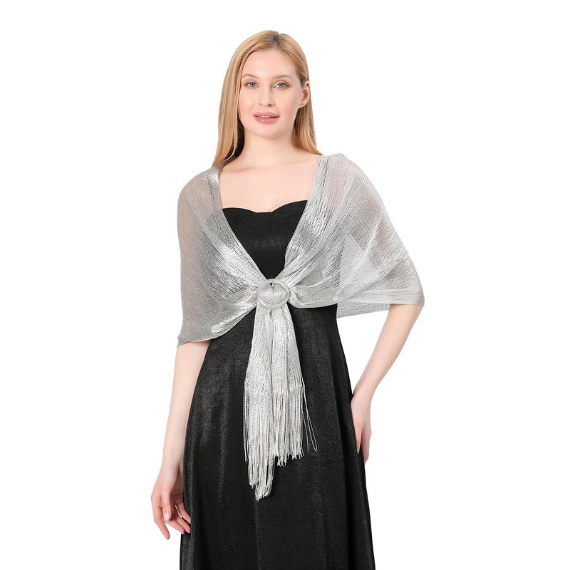 CrossKulture - PlatinumDust shimmer stole front model view